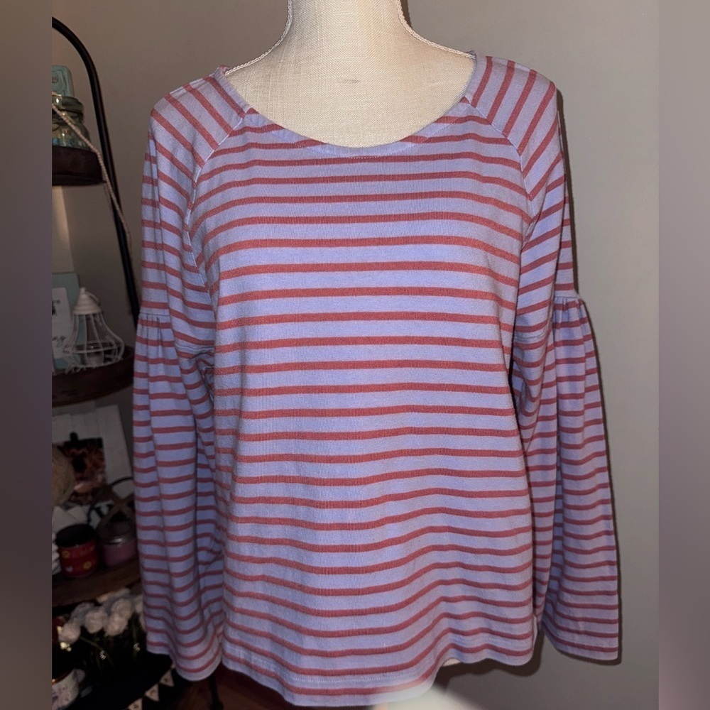 Madewell Shirred-Sleeve Sailor Top. Size L. VGUC